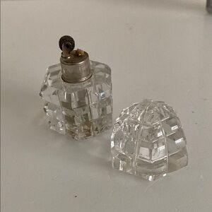 Vintage MCM Strik A Lite Table Cigarette lighter Crystal Glass Fostoria EMPTY